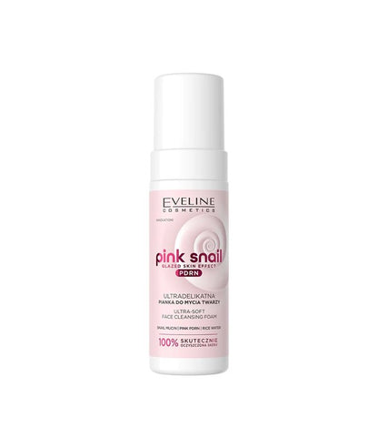 Eveline Pink Snail Ultra Soft Face Cleansing Foam in a 150ml bottle, gentle skin cleanser with soft foam texture.
