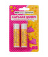 Face Facts Cupcake Queen vanilla scented lip balm in a small container, featuring colorful cupcake-themed packaging for lip care.