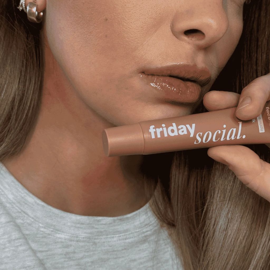 Face Facts Friday Social Lip Silk lip care in The Nude shade tube and packaging