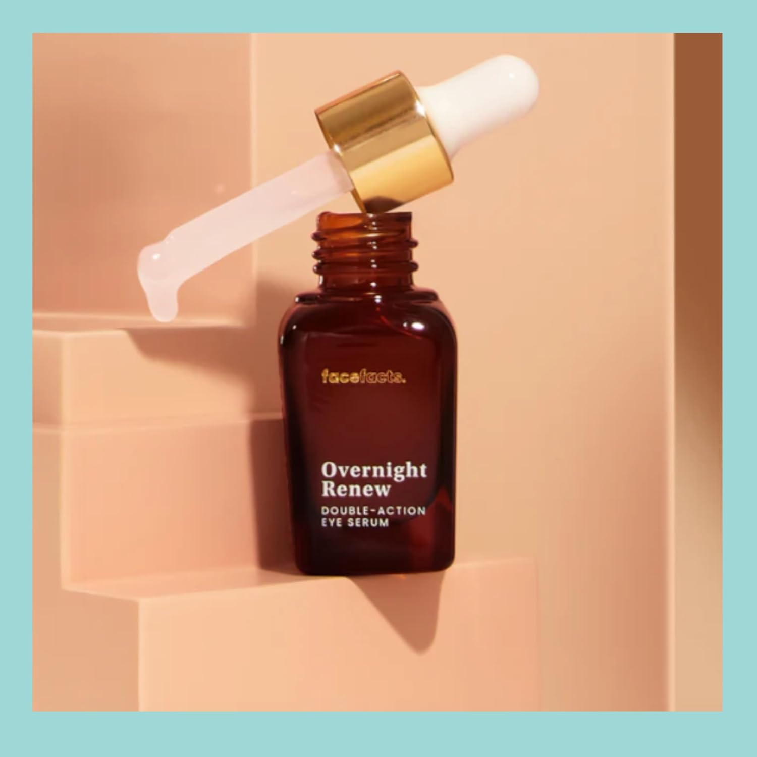 Face Facts Overnight Renew Double Action Eye Serum in 15ml bottle, moisturizing eye treatment for reducing puffiness and fine lines.