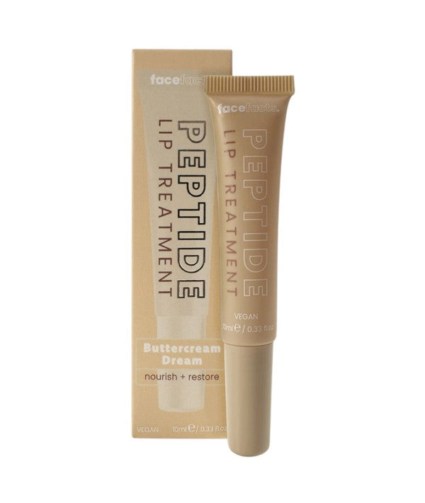Face Facts Peptide Buttercream Dream Lip Treatment in a jar, showing nourishing lip care with a creamy texture and peptide formula.
