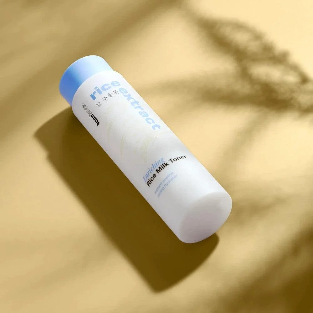Face Facts Rice Extract Enriching Rice Milk Toner bottle, clear skin basics skincare product with rice extract for gentle hydration.
