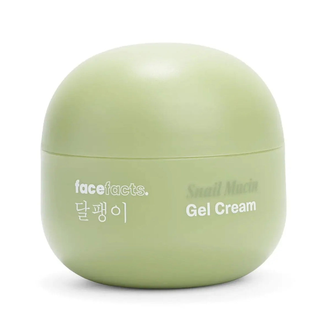 Face Facts Snail Mucin 4-in-1 Advance Gel Cream moisturizer in a jar, showing its smooth, translucent gel texture.