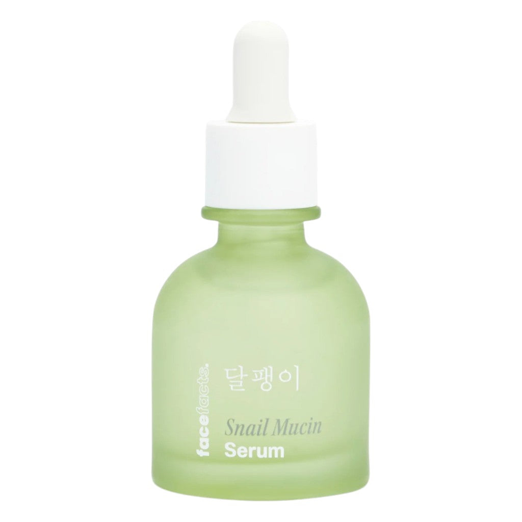 Face Facts Snail Mucin Plump Revival Serum in a 30ml bottle, a nourishing moisturizer with snail mucin for plump, hydrated skin.