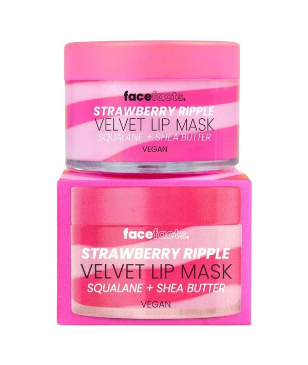 Face Facts Strawberry Ripple Velvet Lip Mask lip care product jar for hydrated, soft lips