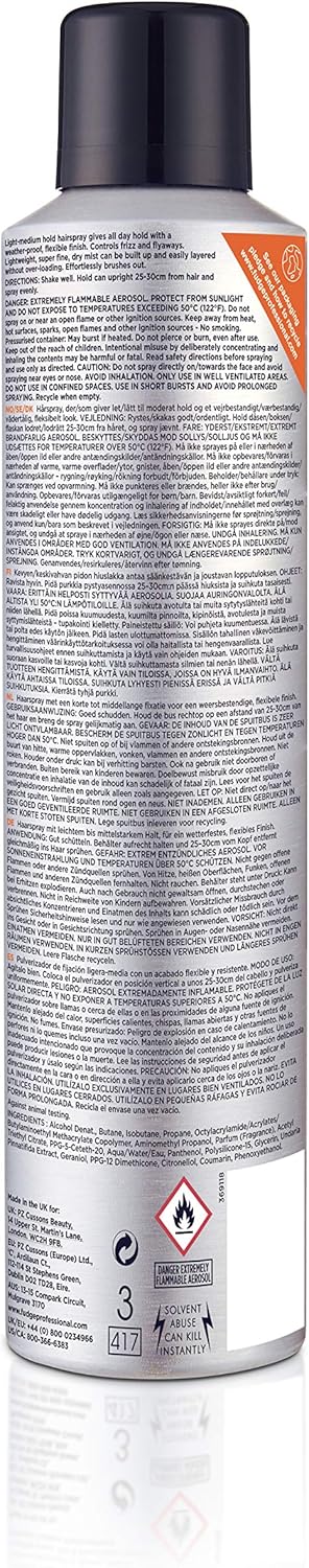 Fudge Finish 4 Skyscraper Light Medium Hold Hairspray bottle, 100ml, for styling and fixing hair with a natural look.