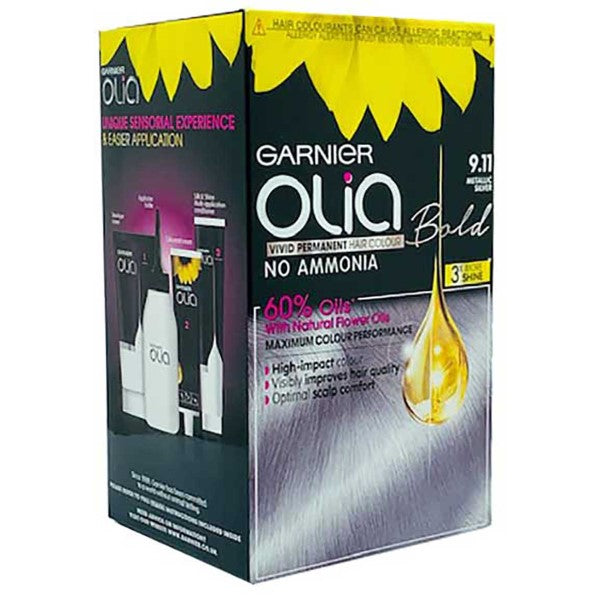 Garnier Olia Bold Vivid Permanent Hair Color 9.11 Metallic Silver