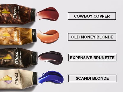 Garnier Olia Gloss Tinted Hair Mask in 150ml, showcasing the copper-toned hair treatment bottle with a vibrant label.