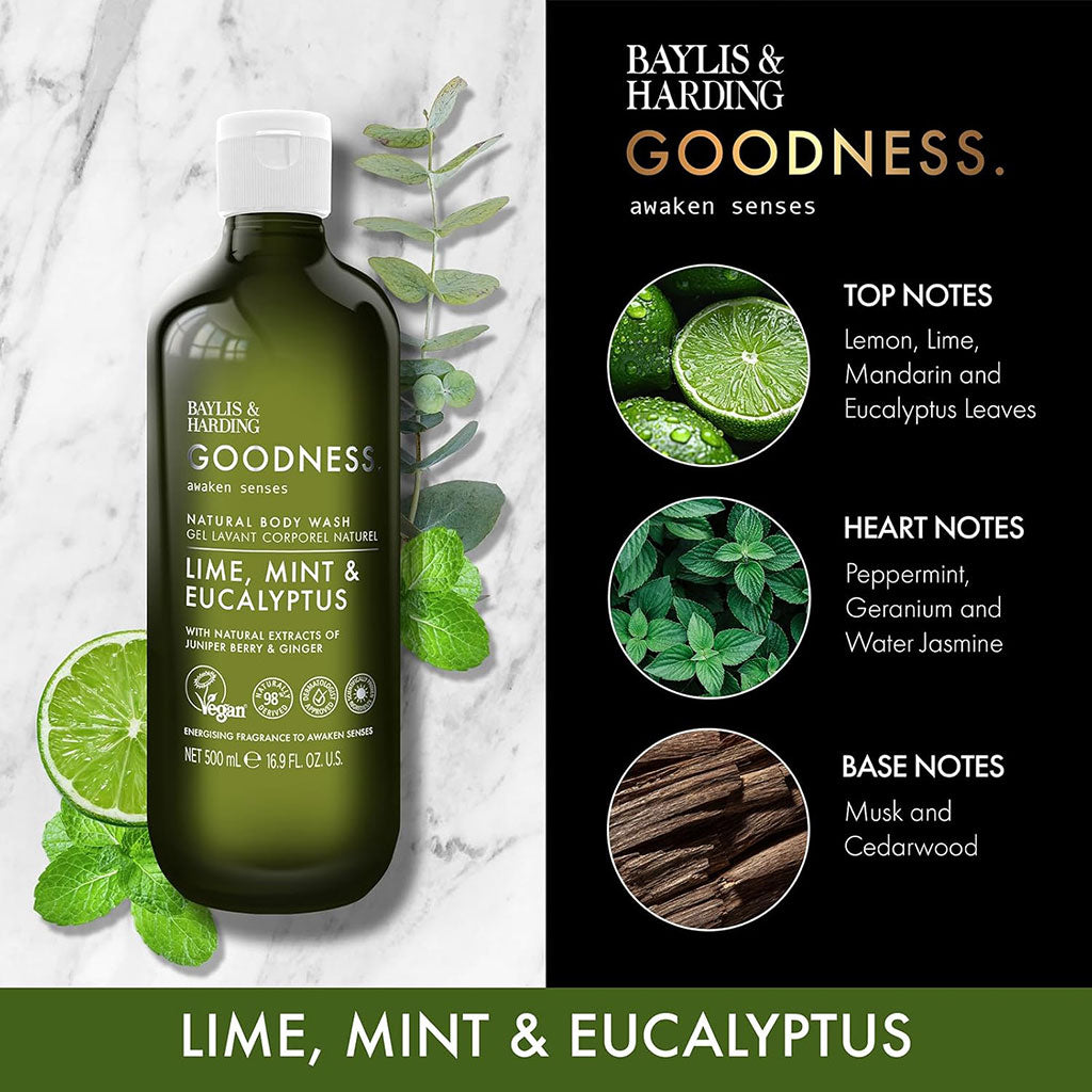 Baylis And Harding Goodness Lime Mint And Eucalyptus Natural Body Wash