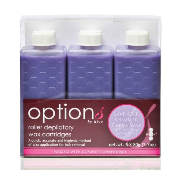 Hive Options Lavender Shimmer Creme Wax Roller Depilatory Wax Cartridges