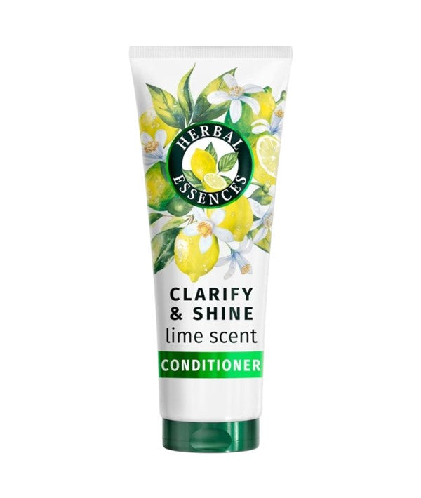 Herbal Essences Clarify and Shine Lime Scent Conditioner in a sleek bottle with lime accents for refreshed, shiny hair.