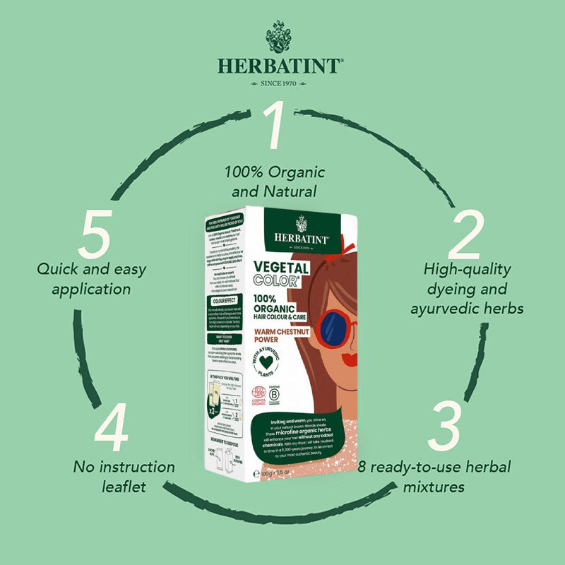 Herbatint  Vegetal Organic Hair Color Warm Chestnut Power