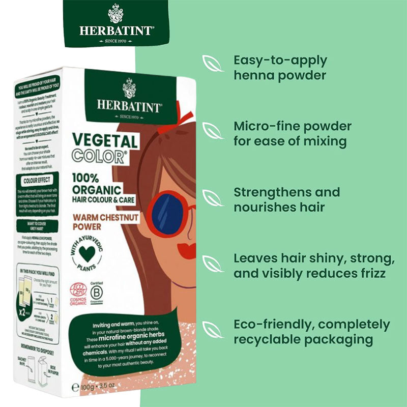 Herbatint  Vegetal Organic Hair Color Warm Chestnut Power