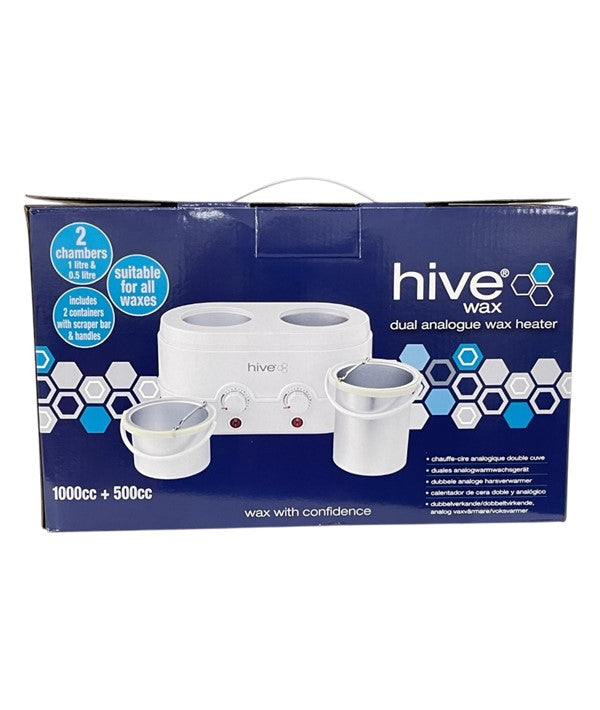 Hive Dual Analogue Wax Heater for personal care, featuring dual temperature controls and a compact design for easy use.