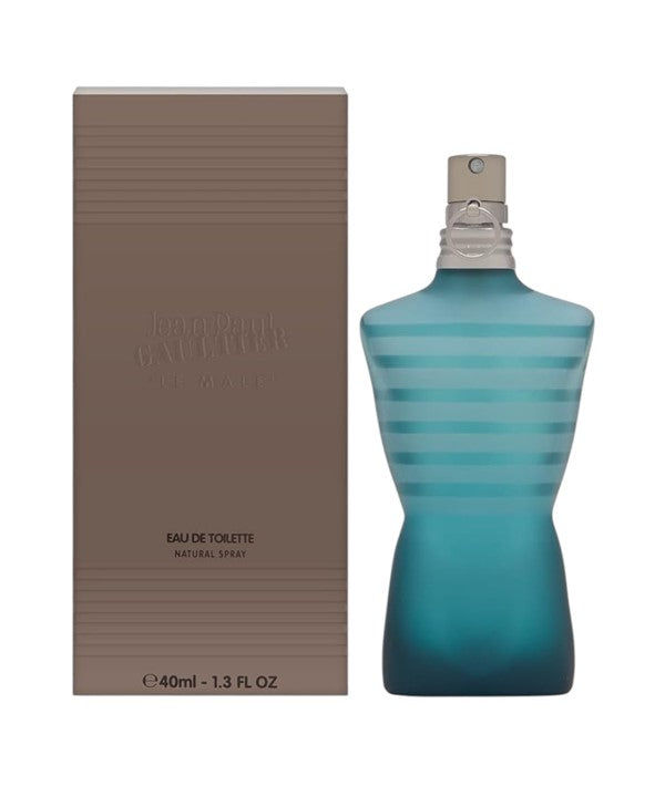 Jean Paul Gaultier Le Male Eau De Toilette bottle for him with distinctive masculine design and silver cap.
