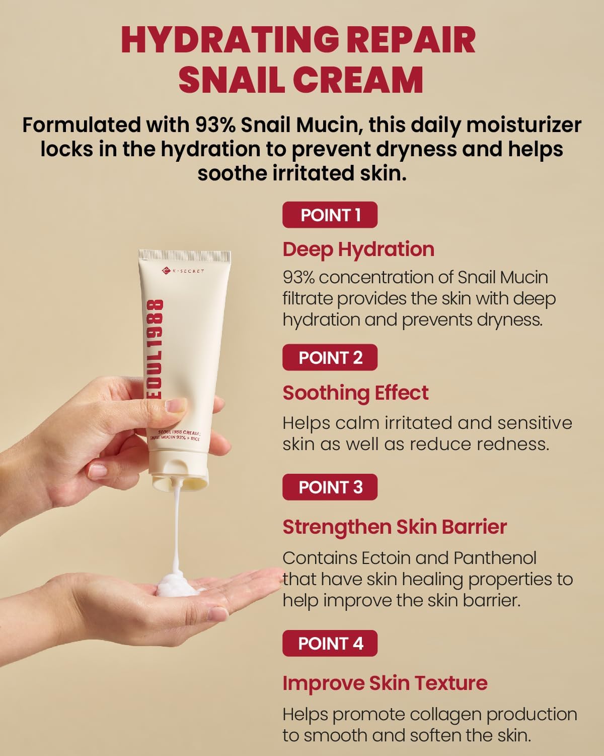 K Secret Seoul 1988 Cream Snail Mucin 93 Percent Plus Rice