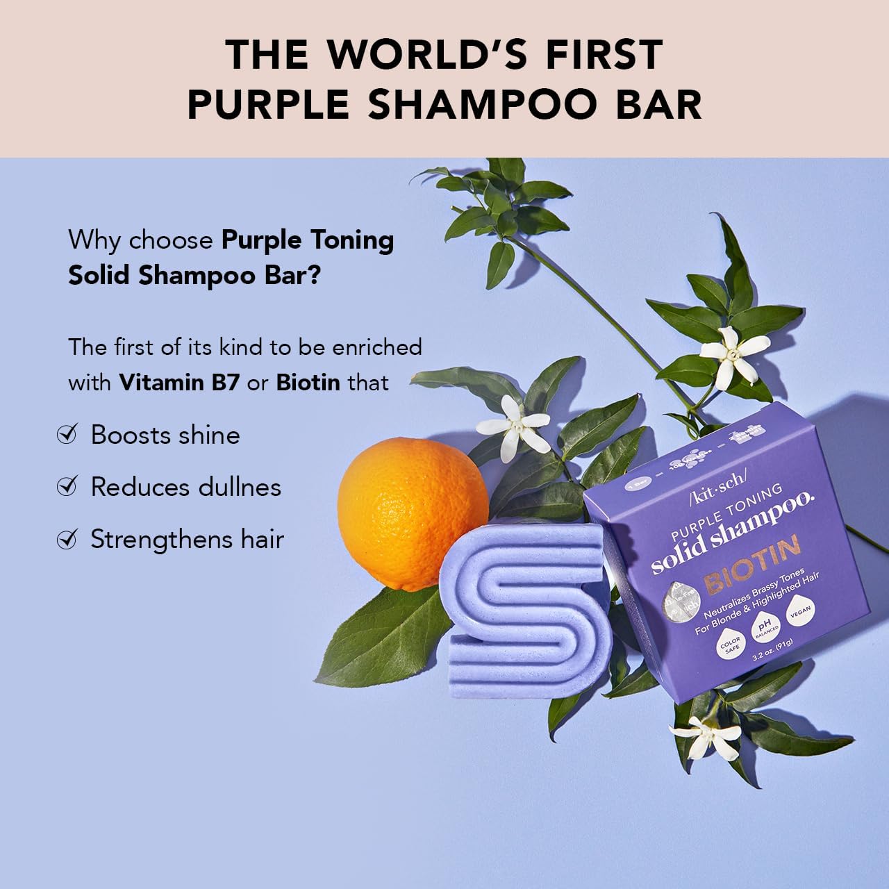 Kitsch  Biotin Purple Toning Solid Shampoo Bar