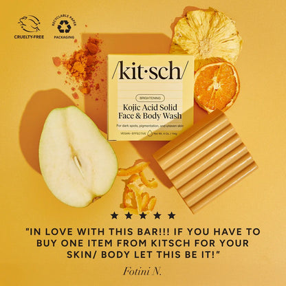 Kitsch  Brightening Kojic Acid Solid Face And Body Wash Bar