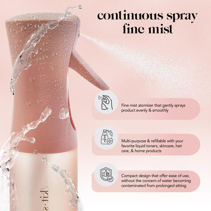 Kitsch terracotta 150ml continuous mist spray bottle for hair, featuring a sleek, modern design and ergonomic spray nozzle.