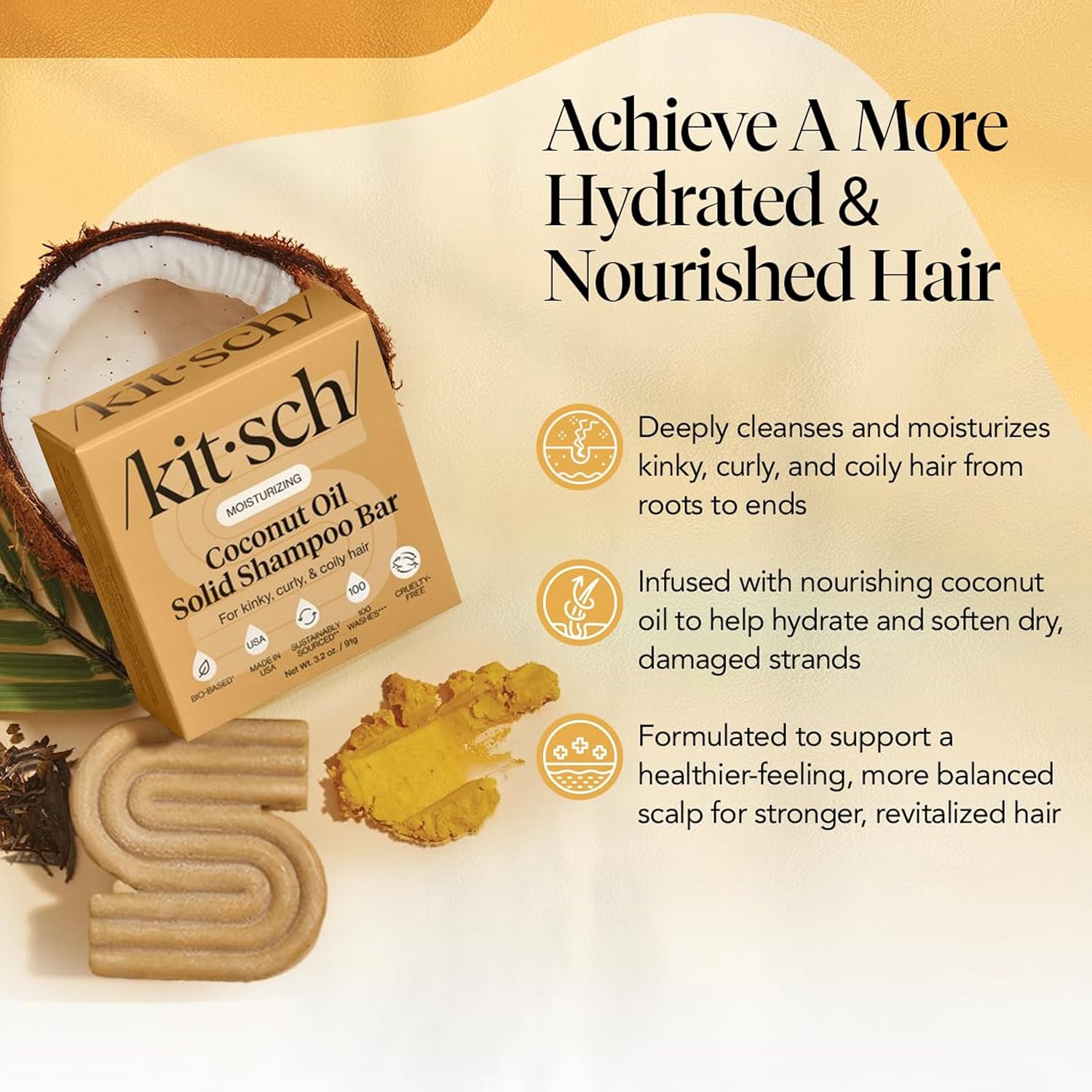 Kitsch  Deep Moisturizing Coconut Oil Solid Shampoo Bar