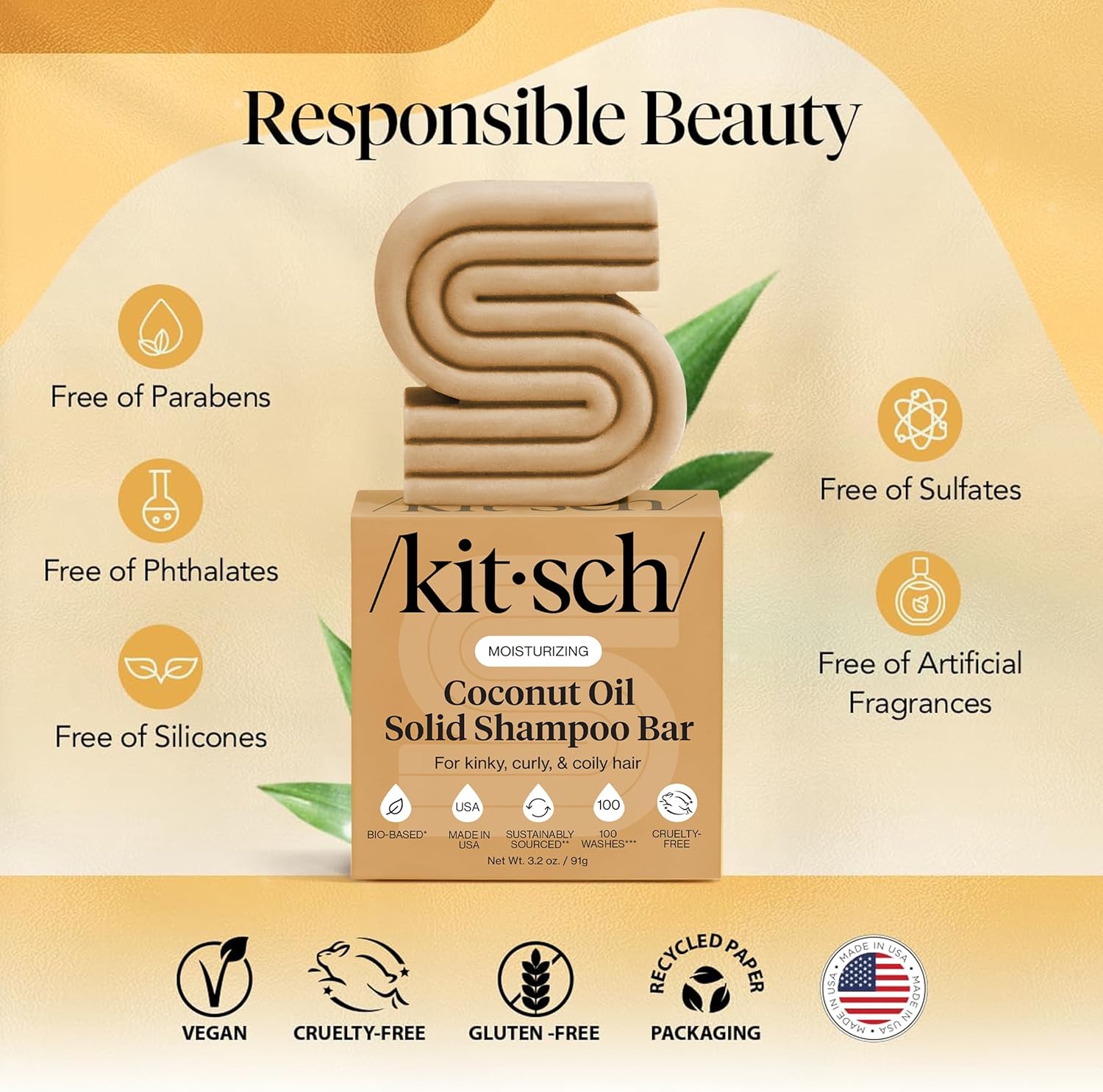 Kitsch  Deep Moisturizing Coconut Oil Solid Shampoo Bar