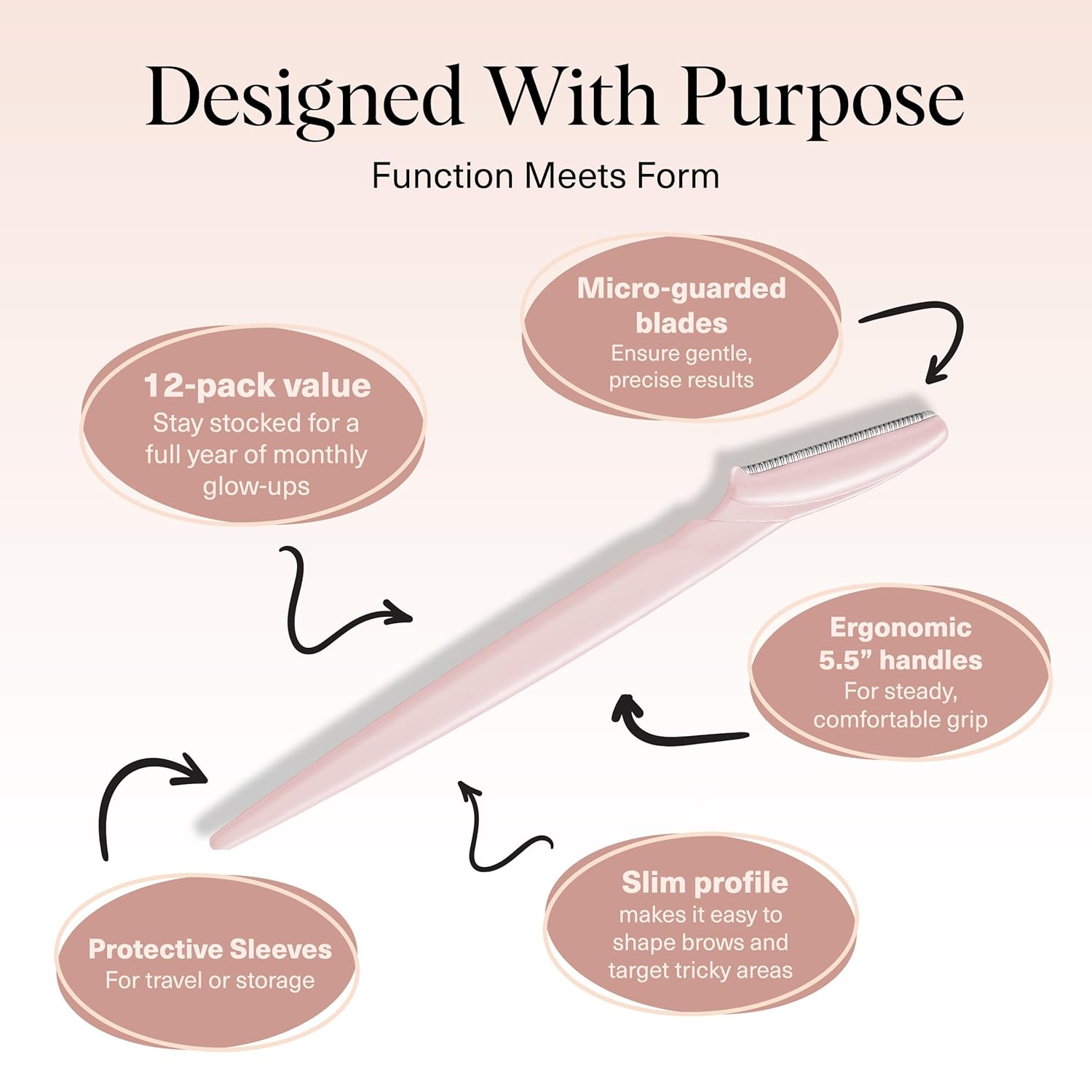 Kitsch eco-friendly dermaplaner razor for face and body, featuring a sleek design and safe exfoliating blade.