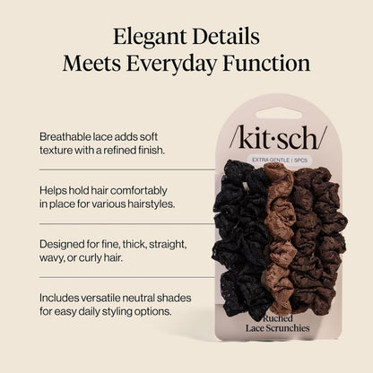Kitsch  Extra Gentle Ruched Lace Scrunchies