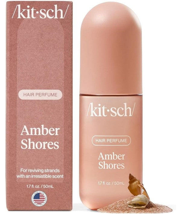 Kitsch Hair Perfume Amber Shores bottle, 50ml, featuring a stylish design for a fragrant hair styling experience.