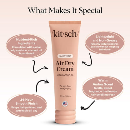 Kitsch  Hair Smoothing Air Dry Cream With Castor Oil