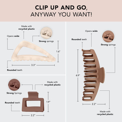 Kitsch  Large Assorted Hair Claw Clips