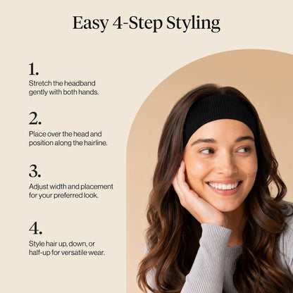 Kitsch  Non Slip Ribbed Elastic Headbands Black