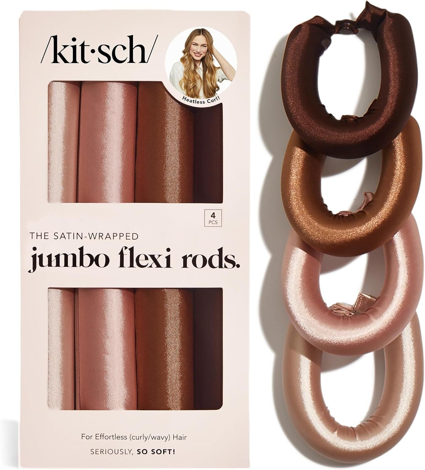 Kitsch Seriously So Soft Satin Wrapped Jumbo Flexi Rods Rosewood