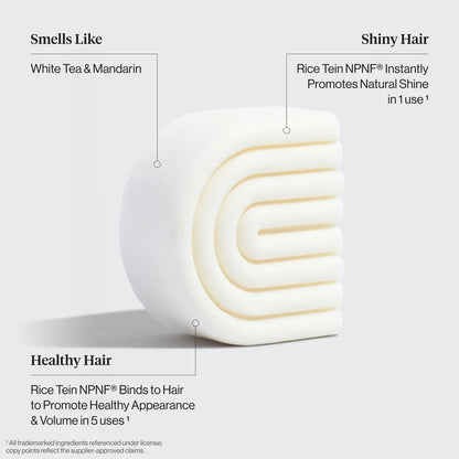Kitsch Strengthening Rice Water Protein solid conditioner bar with natural ingredients, shown in a sleek, eco-friendly packaging.