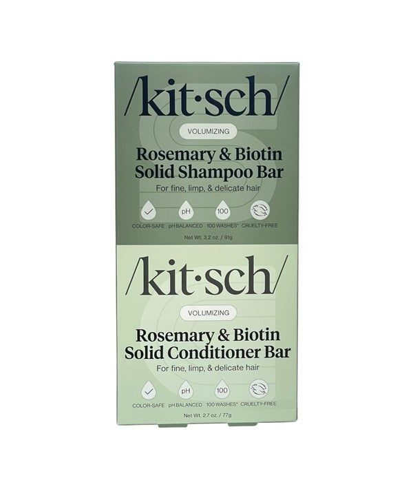 Kitsch volumizing rosemary and biotin conditioner bar from the Kitsch shampoo and conditioner set, showing the sleek conditioner bar.