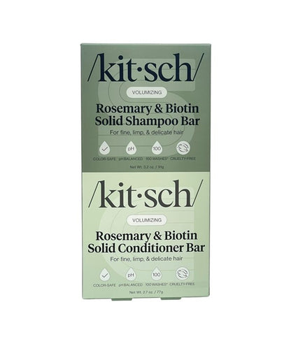 Kitsch volumizing rosemary and biotin conditioner bar from the Kitsch shampoo and conditioner set, showing the sleek conditioner bar.