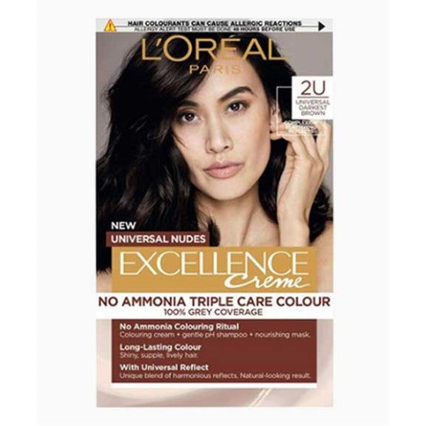 Loreal Excellence Creme No Ammonia Triple Care Hair Colour 2U Universal Darkest Brown