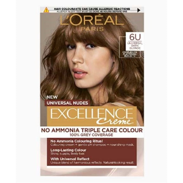 Loreal Excellence Creme No Ammonia Triple Care Hair Colour 6U Universal Dark Blonde