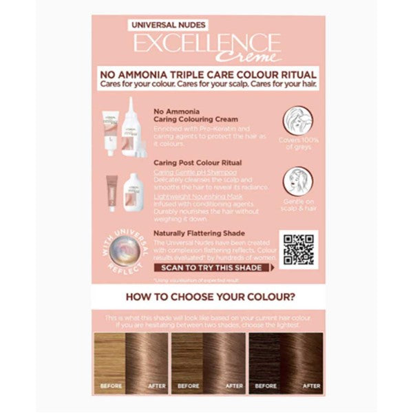 Loreal Excellence Creme No Ammonia Triple Care Hair Colour 6U Universal Dark Blonde