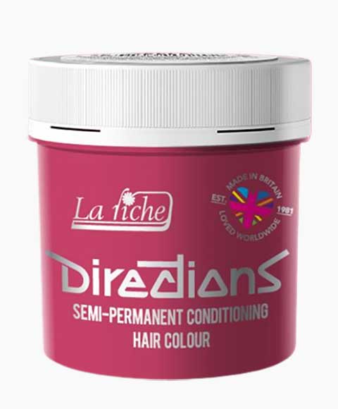 La Riche Directions semi-permanent flamingo pink hair color in a tube, ideal for vibrant pink hair coloring and conditioning.