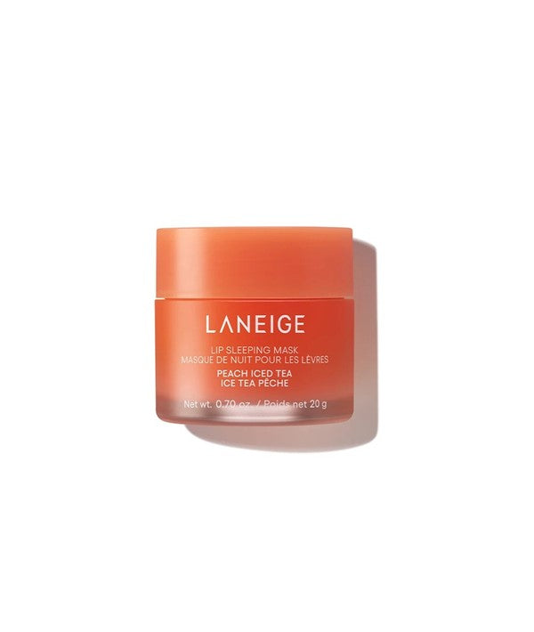 Laneige Peach Iced Tea Lip Sleeping Mask in 20g jar, a K-beauty moisturizer for soft, hydrated lips overnight