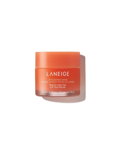 Laneige Peach Iced Tea Lip Sleeping Mask in 20g jar, a K-beauty moisturizer for soft, hydrated lips overnight