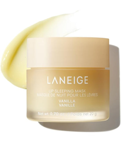 Laneige Vanilla Lip Sleeping Mask in 20g jar, a hydrating K-beauty moisturizer for soft, smooth lips.