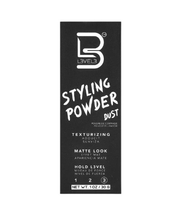 Level 3 Styling Dust Powder for hair styling, shown in product packaging