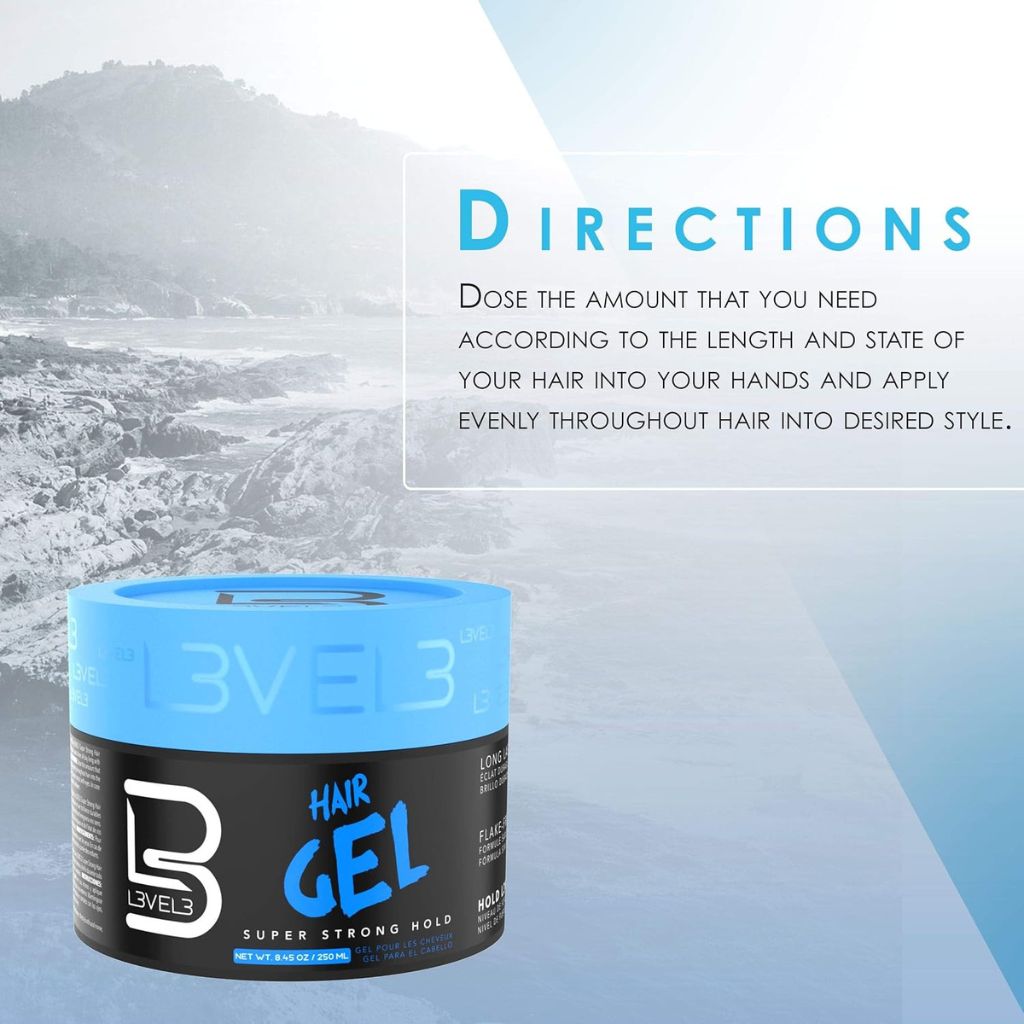 Level 3 Super Strong Hold Hair Gel bottle for professional hair styling