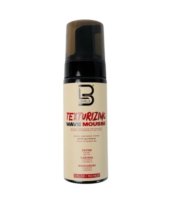Level 3 Texturizing Wave Mousse hair styling product bottle with pump dispenser