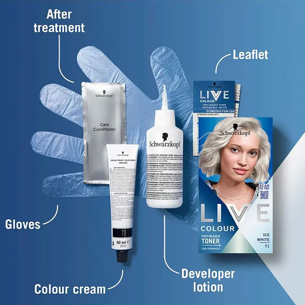 Schwarzkopf Live Post Bleach Toner Semi Permanent Ice White T1