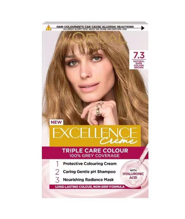 Loreal Excellence Creme Triple Care Colour 7.3 Natural Dark Golden Brown