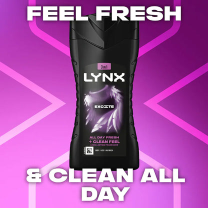 Lynx  3In1 Excite All Day Fresh Plus Clean Feel Shower Gel