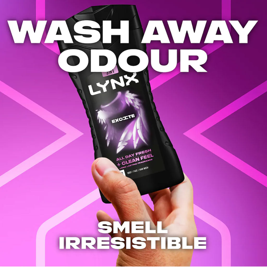 Lynx  3In1 Excite All Day Fresh Plus Clean Feel Shower Gel