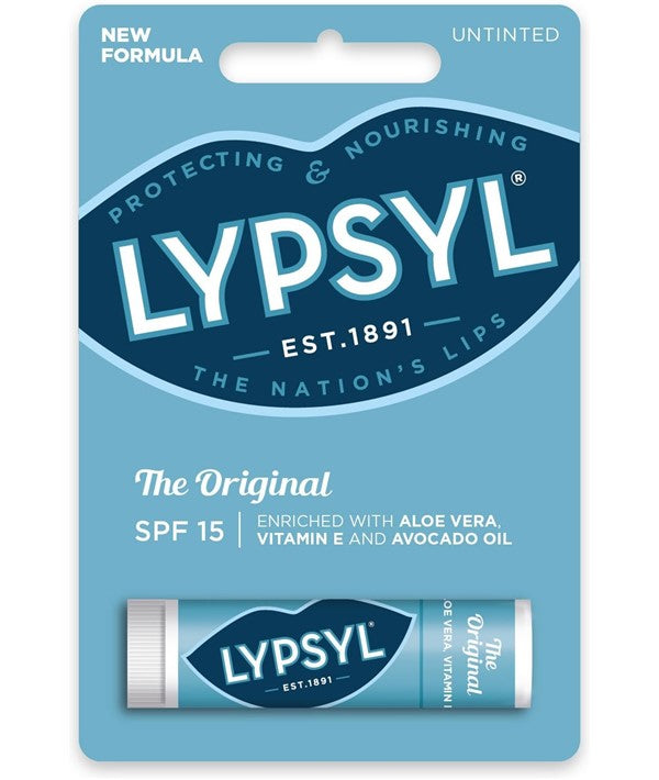 Lypsyl protecting and nourishing lip care stick for dry lips, featuring natural ingredients in a compact, original formula.